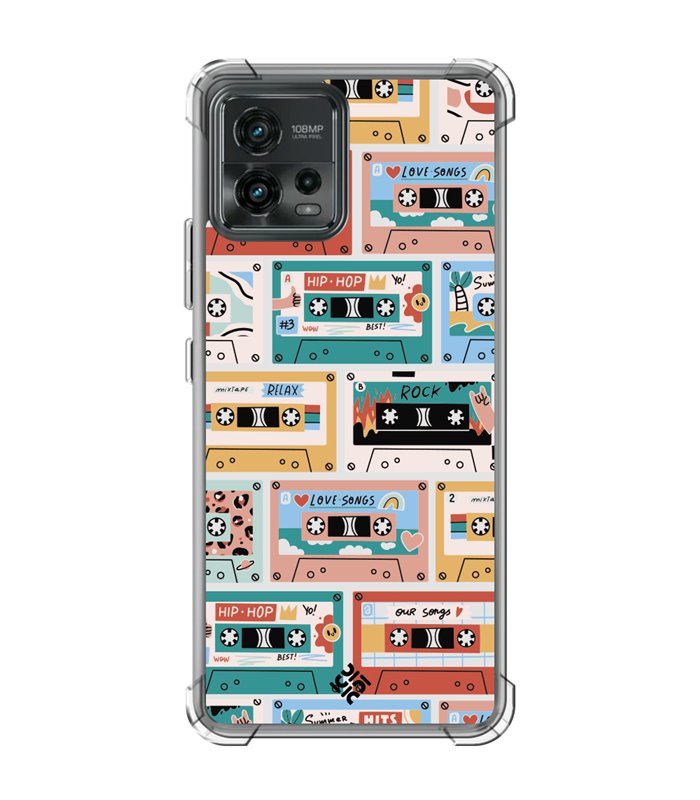 Funda Antigolpe [ Motorola Moto G72 ] Dibujo Auténtico [ Cintas de Cassette ] Esquina Reforzada Silicona 1.5