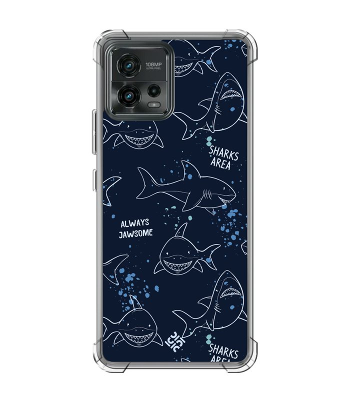 Funda Antigolpe [ Motorola Moto G72 ] Dibujo Auténtico [ Sharks Area ] Esquina Reforzada Silicona 1.5