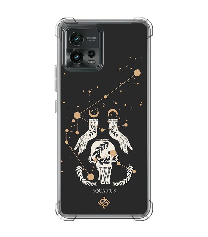 Funda Antigolpe [ Motorola Moto G72 ] Dibujo Zodiaco [ Signo Zodiacal - Acuario ] Esquina Reforzada 1.5