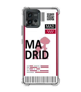 Funda Antigolpe [ Motorola Moto G72 ] Billete de Avión [ Madrid ] Esquina Reforzada Silicona 1.5mm