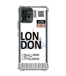 Funda Antigolpe [ Motorola Moto G72 ] Billete de Avión [ London ] Esquina Reforzada Silicona 1.5mm