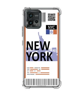 Funda Antigolpe [ Motorola Moto G72 ] Billete de Avión [ New York ] Esquina Reforzada Silicona 1.5mm