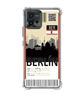 Funda Antigolpe [ Motorola Moto G72 ] Billete de Avión [ Berlín ] Esquina Reforzada Silicona 1.5mm