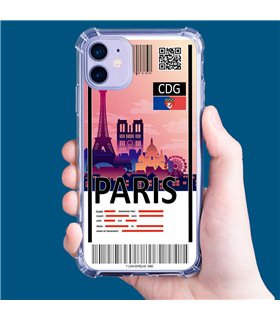 Funda Antigolpe [ Motorola Moto G72 ] Billete de Avión [ París ] Esquina Reforzada Silicona 1.5mm