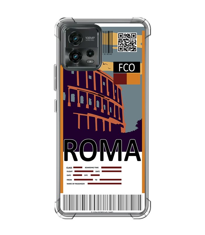 Funda Antigolpe [ Motorola Moto G72 ] Billete de Avión [ Roma ] Esquina Reforzada Silicona 1.5mm