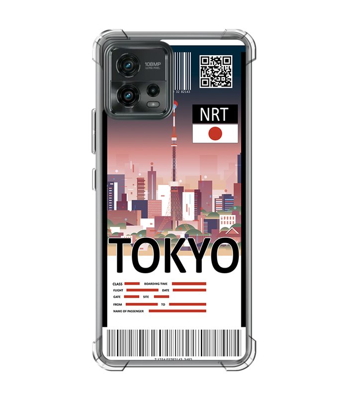 Funda Antigolpe [ Motorola Moto G72 ] Billete de Avión [ Tokio ] Esquina Reforzada Silicona 1.5mm