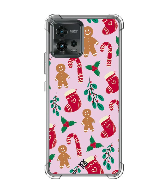 Funda Antigolpe [ Motorola Moto G72 ] Fondo Navidad [ Galleta Christmas Baston Caramelo ] Esquina Reforzada Silicona 1.5mm