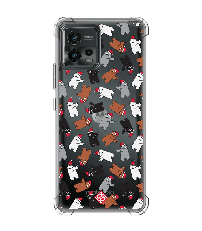 Funda Antigolpe [ Motorola Moto G72 ] Fondo Navidad [ Bear Dab ] Esquina Reforzada Silicona 1.5mm