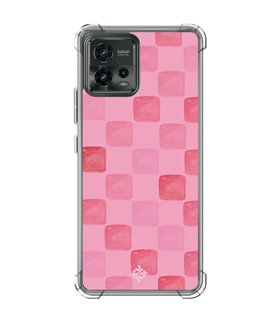 Funda Antigolpe [ Motorola Moto G72 ] Color del Año Magenta [ Checkerboard Magenta - Patrón de Cuadrados - Estilo Acuarela ] 