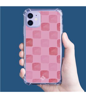 Funda Antigolpe [ Motorola Moto G72 ] Color del Año Magenta [ Checkerboard Magenta - Patrón de Cuadrados - Estilo Acuarela ] 