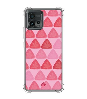 Funda Antigolpe [ Motorola Moto G72 ] Color del Año Magenta [ Triángulos Magenta - Patrón de Triángulos - Estilo Acuarela ] 