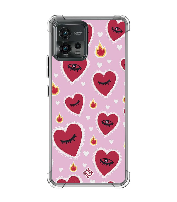 Funda Antigolpe [ Motorola Moto G72 ] Amor [ Corazon Llama Caliente Roaaar ] Esquina Reforzada Silicona 1.5mm