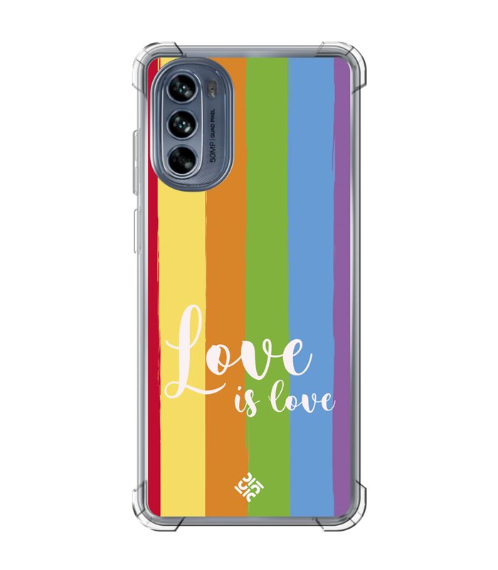 Funda Antigolpe [ Motorola Moto G62 5G ] Dibujo Auténtico [ Love is Love - Arcoiris ] Esquina Reforzada 1.5