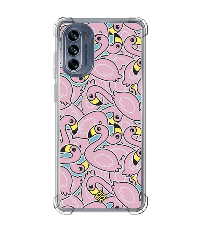 Funda Antigolpe [ Motorola Moto G62 5G ] Dibujo Cute [ Pegatinas Flamenco ] Esquina Reforzada Silicona 1.5mm