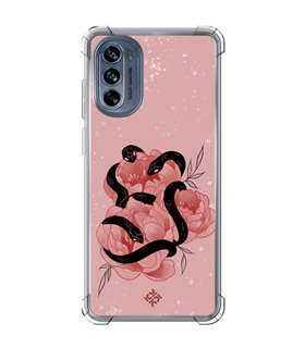 Funda Antigolpe [ Motorola Moto G62 5G ] Dibujo Esotérico [ Tentación Floral - Rosas con Serpientes ] Reforzada 1.5