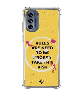 Funda Antigolpe [ Motorola Moto G62 5G ] Dibujo Frases Guays [ Smile - Rules Are Need  To Be Broken Take This Risk ] 