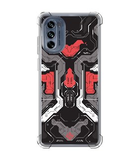 Funda Antigolpe [ Motorola Moto G62 5G ] Dibujo Gamers [ Cyberpunk Rojo y Grises ] Esquina Reforzada Silicona 1.5mm