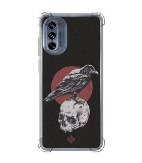 Funda Antigolpe [ Motorola Moto G62 5G ] Dibujo Gotico [ Cuervo Sobre Cráneo ] Esquina Reforzada Silicona 1.5mm