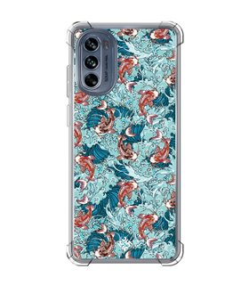 Funda Antigolpe [ Motorola Moto G62 5G ] Dibujo Japones [ Peces Koi ] Esquina Reforzada Silicona 1.5mm Transparente