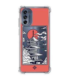 Funda Antigolpe [ Motorola Moto G62 5G ] Dibujo Japones [ Pagoda con Fondo Transparente Japonesa ] Reforzada 1.5