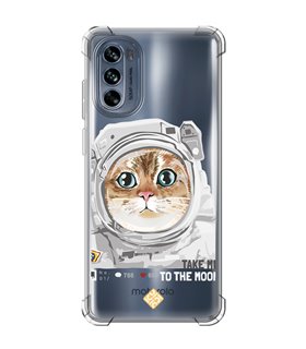 Funda Antigolpe [ Motorola Moto G62 5G ] Dibujo Mascotas [ Gato Astronauta - Take Me To The Moon ] Reforzada 1.5