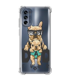 Funda Antigolpe [ Motorola Moto G62 5G ] Dibujo Mascotas [ Perro Bulldog - Best Dad Ever ] Esquina Reforzada 