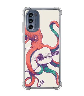 Funda Antigolpe [ Motorola Moto G62 5G ] Diseño Música [ Pulpo Tocando la Guitarra ] Esquina Reforzada Silicona 1.5