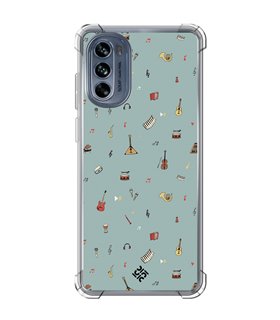 Funda Antigolpe [ Motorola Moto G62 5G ] Diseño Música [ Collage Instrumentos Musicales ] Esquina Reforzada Silicona