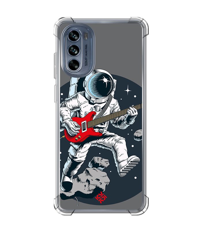 Funda Antigolpe [ Motorola Moto G62 5G ] Diseño Música [ Guitarrista Espacial ] Esquina Reforzada Silicona