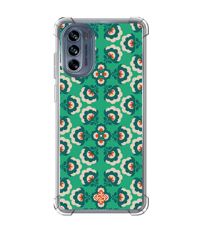 Funda Antigolpe [ Motorola Moto G62 5G ] Dibujos Retro [ Algodones Verdes - Caleidoscopio ] Esquina Reforzada