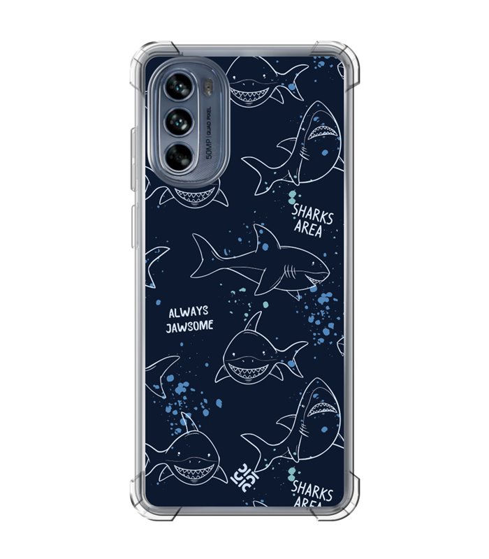 Funda Antigolpe [ Motorola Moto G62 5G ] Dibujo Auténtico [ Sharks Area ] Esquina Reforzada Silicona 1.5