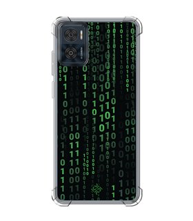 Funda Antigolpe [ Motorola Moto E22 ] Cine Fantástico [ Números Binarios Matrix ] Esquina Reforzada 1.5
