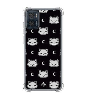 Funda Antigolpe [ Motorola Moto E22 ] Dibujo Cute [ Gato Negro Lunar ] Esquina Reforzada Silicona 1.5mm
