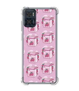 Funda Antigolpe [ Motorola Moto E22 ] Dibujo Cute [ Brick Leche de Fresa ] Esquina Reforzada Silicona 1.5mm