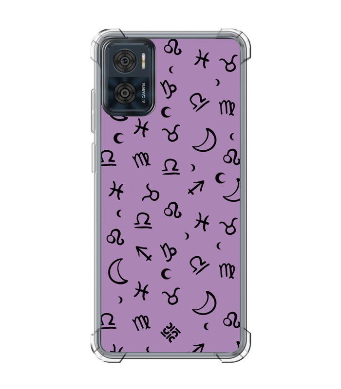 Funda Antigolpe [ Motorola Moto E22 ] Dibujo Esotérico [ 12 Signos del Zodiaco ] Esquina Reforzada Silicona 1.5mm