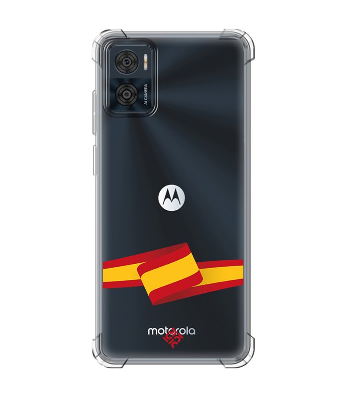 Funda Antigolpe [ Motorola Moto E22 ] Dibujo Auténtico [ Bandera España ] Esquina Reforzada 1.5mm