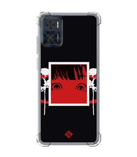 Funda Antigolpe [ Motorola Moto E22 ] Dibujos Frikis [ Mirada Anime, Manga Rojo Intenso ] Esquina Reforzada 1.5mm