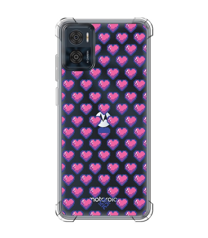 Funda Antigolpe [ Motorola Moto E22 ] Dibujo Gamers [ Contadores de Vida Retro Pixel ] Esquina Reforzada 1.5