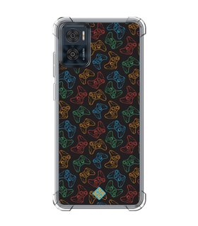 Funda Antigolpe [ Motorola Moto E22 ] Dibujo Gamers [ Mandos Xbox ] Esquina Reforzada Silicona 1.5 Transparente