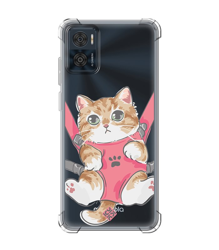 Funda Antigolpe [ Motorola Moto E22 ] Dibujo Mascotas [ Gatito Colgante ] Esquina Reforzada Silicona 1.5mm