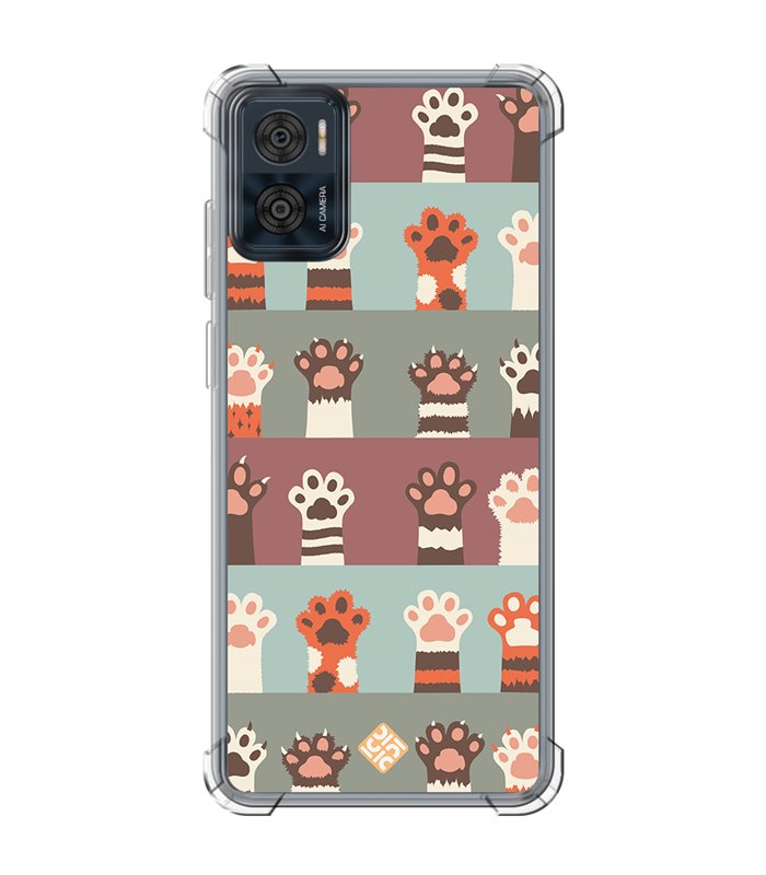 Funda Antigolpe [ Motorola Moto E22 ] Dibujo Mascotas [ Zarpas de Gatos ] Esquina Reforzada Silicona 1.5mm