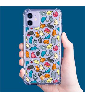 Funda Antigolpe [ Motorola Moto E22 ] Dibujo Mascotas [ Gatos de Varios Colores ] Esquina Reforzada 1.5