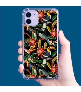 Funda Antigolpe [ Motorola Moto E22 ] Dibujo Mascotas [ Estampado Aves y Hojas y Flores Tropicales ] Esquina 1.5