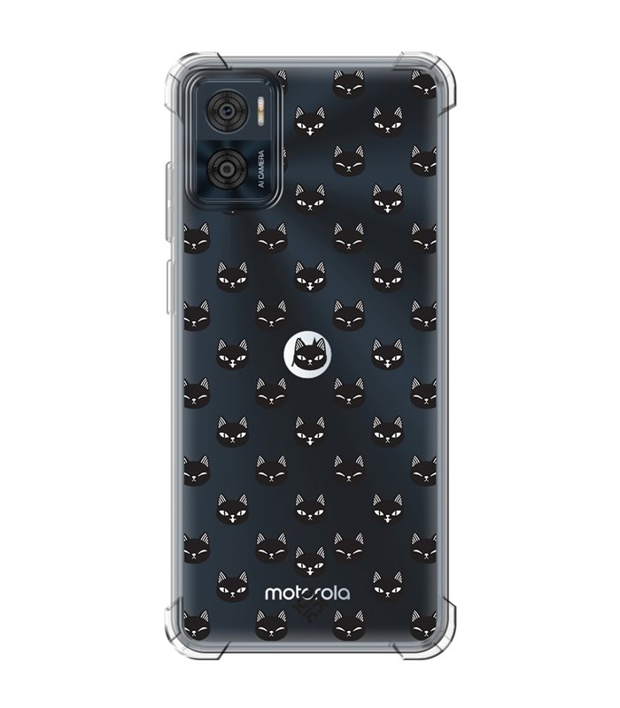 Funda Antigolpe [ Motorola Moto E22 ] Dibujo Mascotas [ Gato Negro ] Esquina Reforzada Silicona 1.5mm