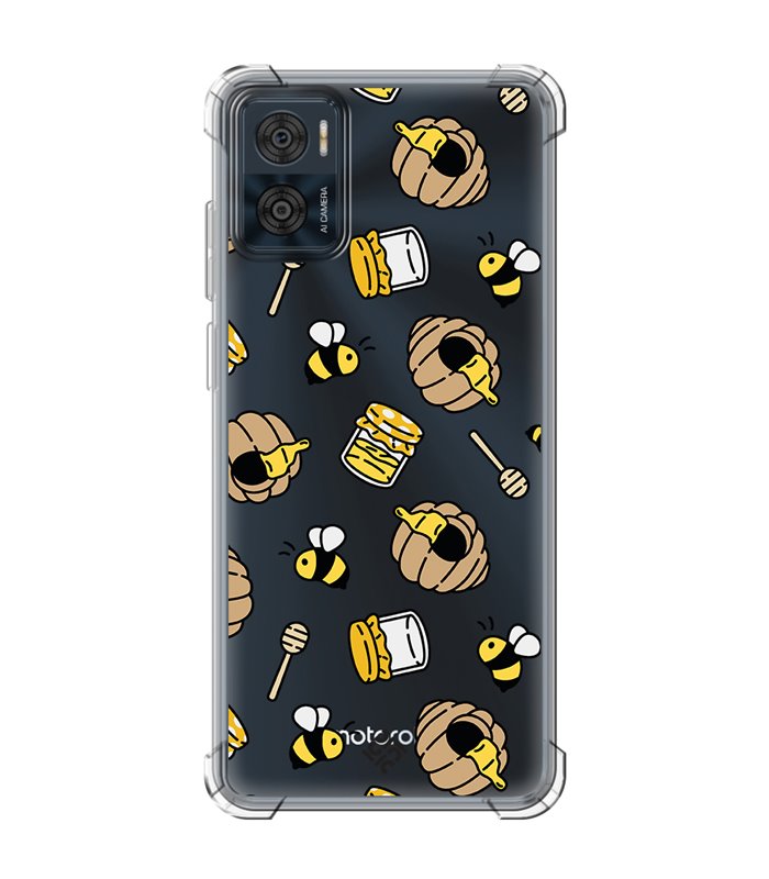 Funda Antigolpe [ Motorola Moto E22 ] Dibujo Mascotas [ Miel y Abejas ] Esquina Reforzada Silicona 1.5mm