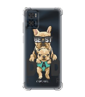 Funda Antigolpe [ Motorola Moto E22 ] Dibujo Mascotas [ Perro Bulldog - Best Dad Ever ] Esquina Reforzada 