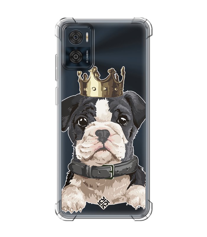 Funda Antigolpe [ Motorola Moto E22 ] Dibujo Mascotas [ Perrito King ] Esquina Reforzada Silicona 1.5mm