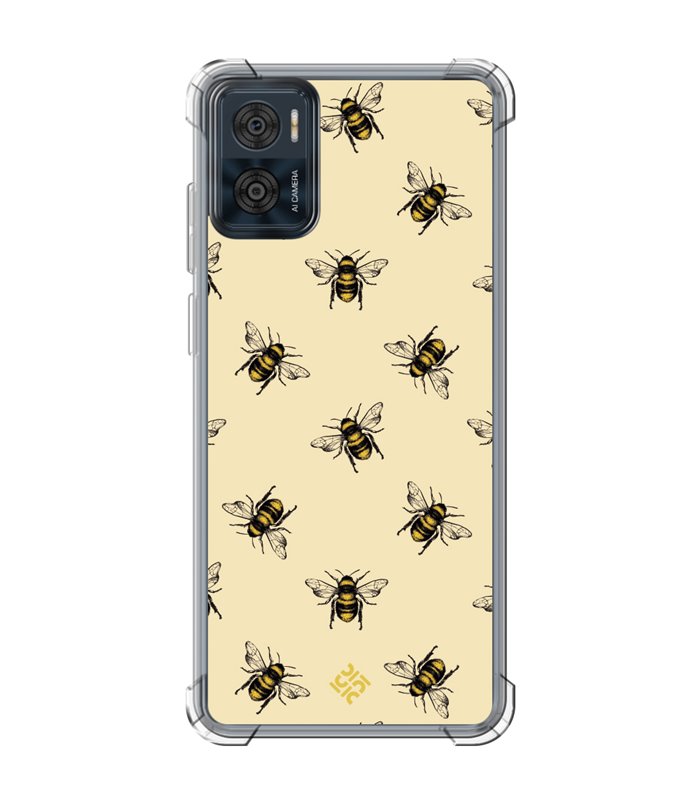 Funda Antigolpe [ Motorola Moto E22 ] Dibujo Mascotas [ Abejas Ilustracion ] Esquina Reforzada Silicona 1.5mm