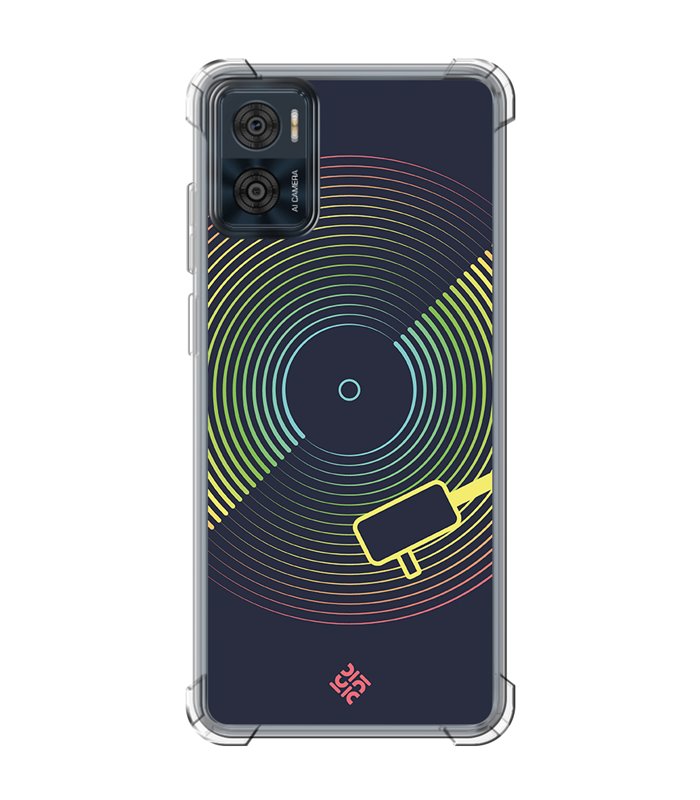 Funda Antigolpe [ Motorola Moto E22 ] Diseño Música [ Dibujo Disco de Vinilo ] Esquina Reforzada Silicona 1.5mm