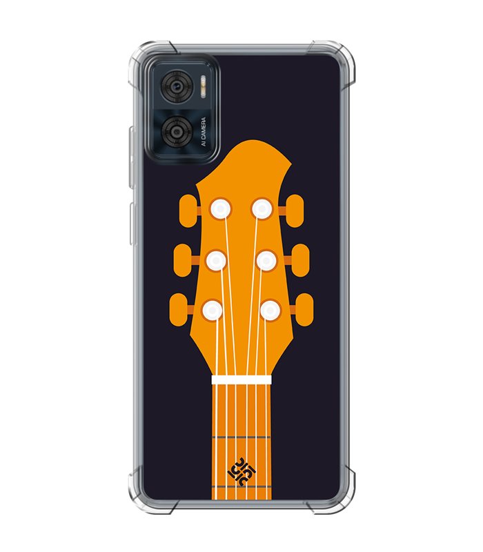 Funda Antigolpe [ Motorola Moto E22 ] Diseño Música [ Mástil y Pala de Guitarra ] Esquina Reforzada 1.5mm